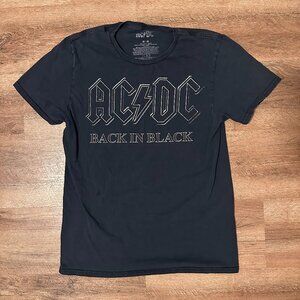 AC/DC Back In Black Mens Short Sleeve Medium Black Cotton Graphic Band T Shirt